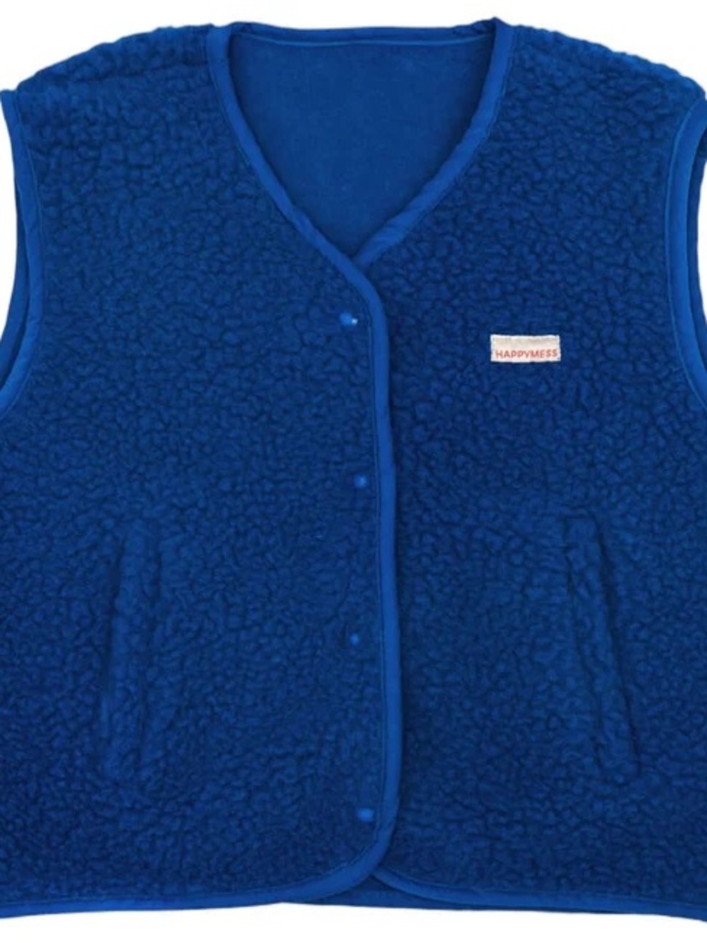 Happy Mess Blue Fleece Merino Vest